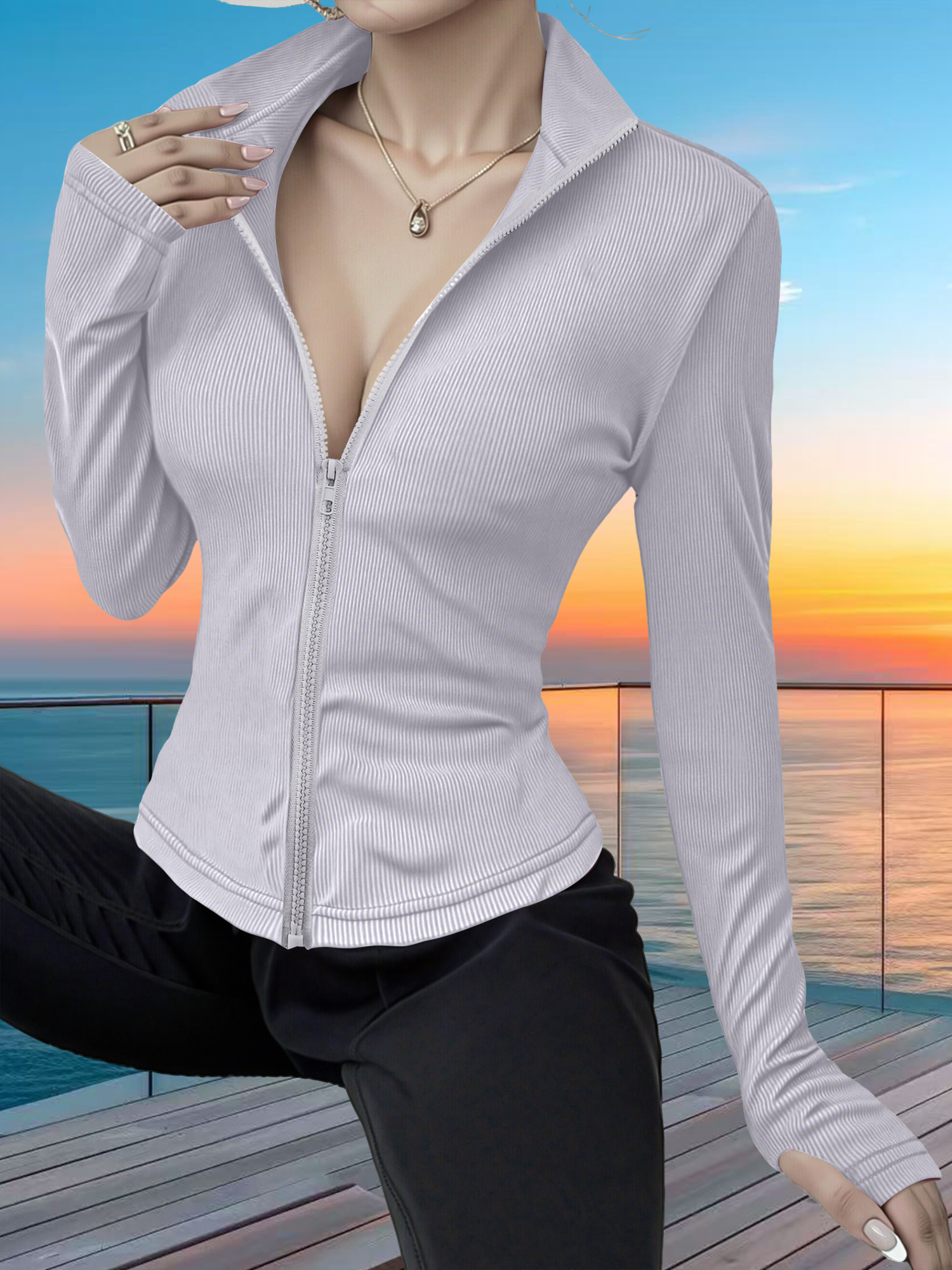 Stretchy Rib Knit Zip-Up Athle - đánh giá và giá Yoga & Fitness With Faye The Well Being Studio Abbots Langley Reviews